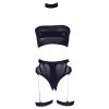 Le Désir Plus Size - 3 részes fekete fehérnemű szett (XL-4XL)
