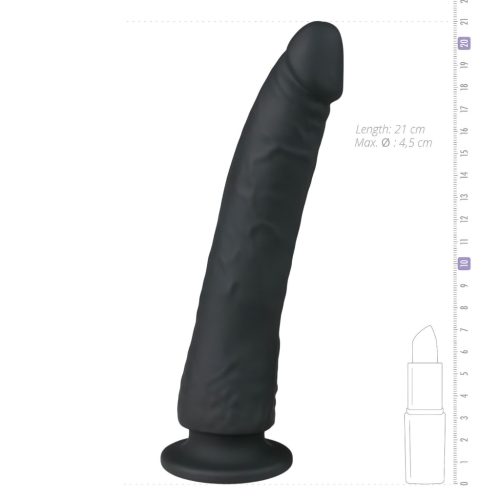Easytoys - tapadókorongos 100% szilikon dildó (21cm) - fekete