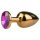 EasyToys Metal No.1 - lila köves kúp anál plug (arany, 2,5 cm)