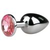 EasyToys Metal No.1 - pink köves kúp anál plug (ezüst, 2,7 cm)