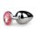 EasyToys Metal No.1 - pink köves kúp anál plug (ezüst, 2,7 cm)