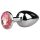 EasyToys Metal No.1 - pink köves kúp anál plug (ezüst, 2,7 cm)