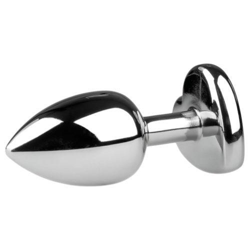 EasyToys Metal No.2 - anál plug szíves kővel (ezüst-fehér)