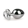 EasyToys Metal No.7 - szíves anál plug fehér kővel (ezüst)