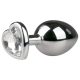 EasyToys Metal No.7 - szíves anál plug fehér kővel (ezüst)