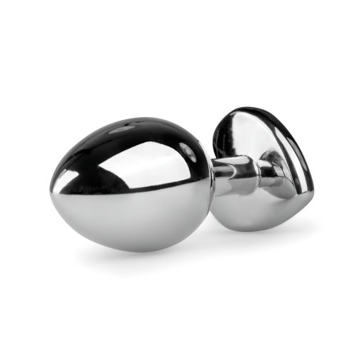 EasyToys Metal No.7 - szíves anál plug fehér kővel (ezüst)