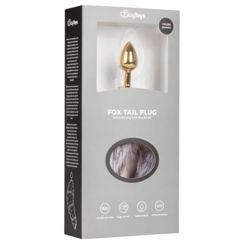 EasyToys Fox NO5 - fém anál plug rókafarokkal (arany-ezüst)