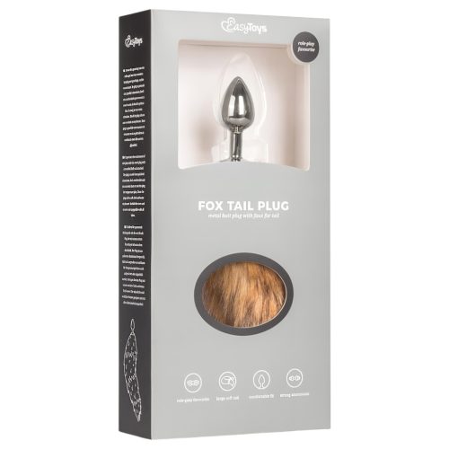 EasyToys Fox NO1 - fém anál plug rókafarokkal (ezüst-vörös)
