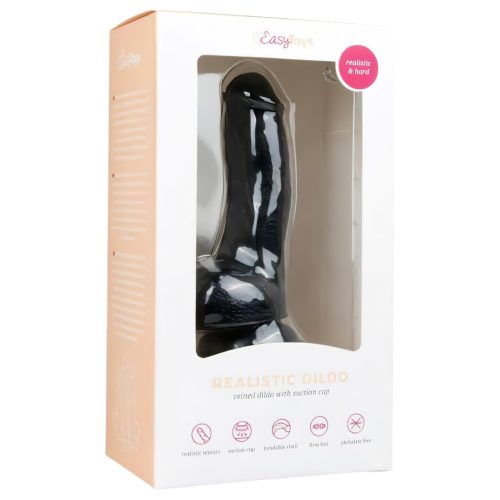 Easytoys - tapadókorongos, herés dildó (15cm) - fekete