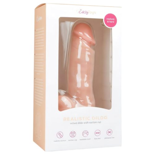 Easytoys - tapadókorongos, herés dildó (17,5cm) - natúr