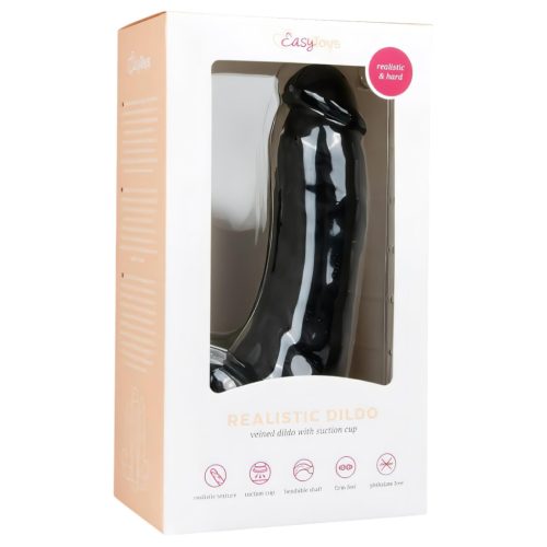 Easytoys - tapadókorongos, herés dildó (20cm) - fekete