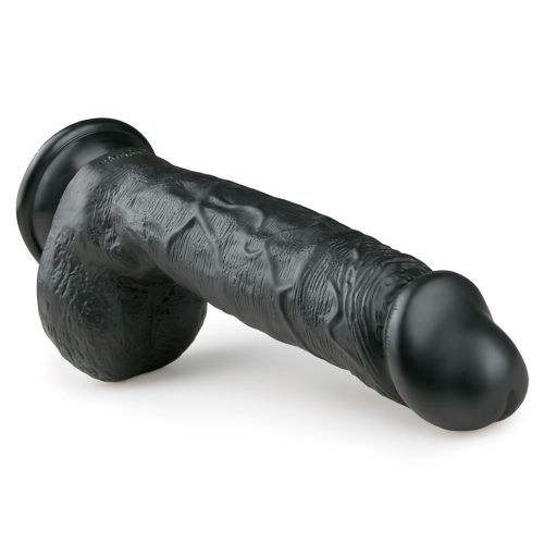 Easytoys - tapadókorongos, herés dildó (22,5cm) - fekete