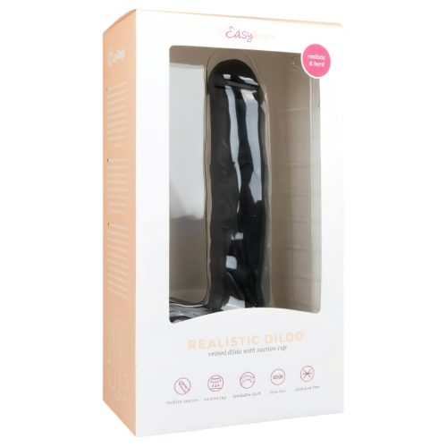 Easytoys - tapadókorongos, herés nagy dildó (26,5cm) - fekete