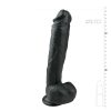 Easytoys - tapadókorongos, herés nagy dildó (26,5cm) - fekete