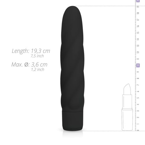 EasyToys Power Vibe - csavart szilikon rúdvibrátor (fekete)