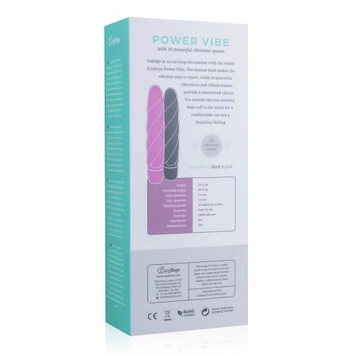 EasyToys Power Vibe - csavart szilikon rúdvibrátor (fekete)