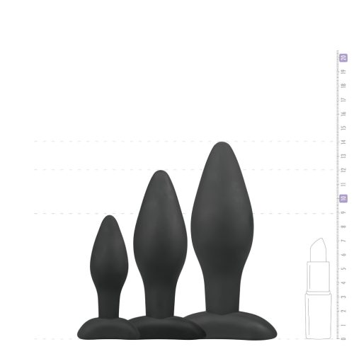EasyToys Rocket - anál plug szett (fekete, 3 részes)