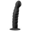 EasyToys Ribbed - tapadókorongos anál dildó (14 cm, fekete)
