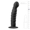 EasyToys Ribbed - tapadókorongos anál dildó (14 cm, fekete)