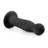 EasyToys Ribbed - tapadókorongos anál dildó (14 cm, fekete)