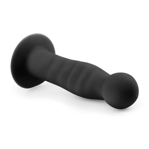 EasyToys Ribbed - tapadókorongos anál dildó (14 cm, fekete)
