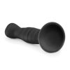 EasyToys Ribbed - tapadókorongos anál dildó (14 cm, fekete)