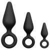 EasyToys - fekete gyűrűs anál plug szett kezdőknek (3 db)