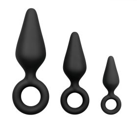 EasyToys - gyűrűs anál plug szett - 3 db (fekete)