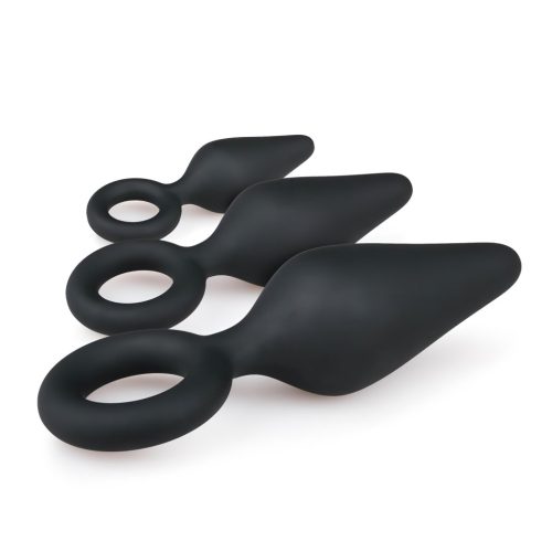 EasyToys - gyűrűs anál plug szett - 3 db (fekete)