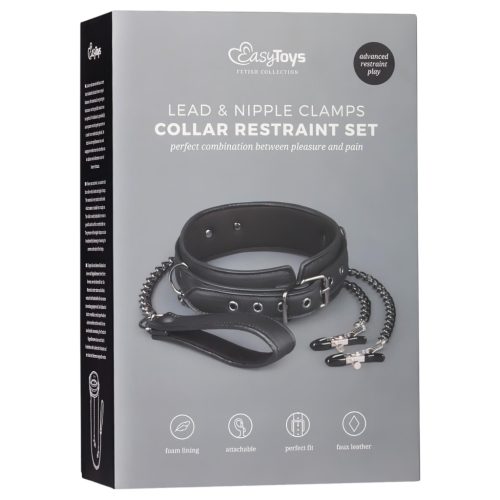 EasyToys - bimbócsipesz, nyakörv és póráz bondage szett (4 részes)