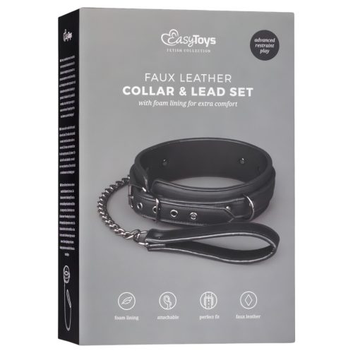 EasyToys - fétis nyakörv és póráz, bondage szett (fekete)