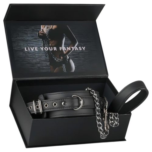 EasyToys - fétis nyakörv és póráz, bondage szett (fekete)