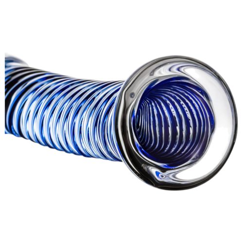 Gildo Glass No. 5 - spirál üveg dildó (átlátszó-kék)