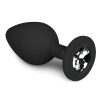 EasyToys Diamond - fehér köves anál plug (közepes, fekete)