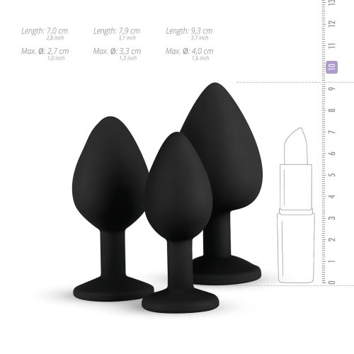 EasyToys Diamond - köves anál plug szett kezdőknek (fekete)