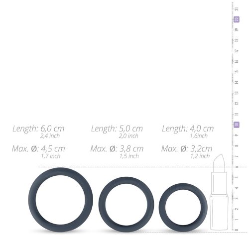 Boners - szilikon péniszgyűrű szett - 3 db (szürke)