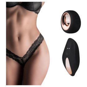   Pantyrebel - fekete akkus, rádiós csipke tanga vibrátor (S-L)