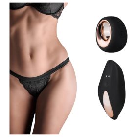   Pantyrebel - fekete akkus, rádiós tanga vibrátor nőknek (S-L)