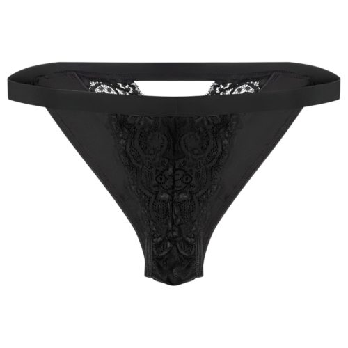 Pantyrebel - fekete akkus, rádiós tanga vibrátor nőknek (S-L)