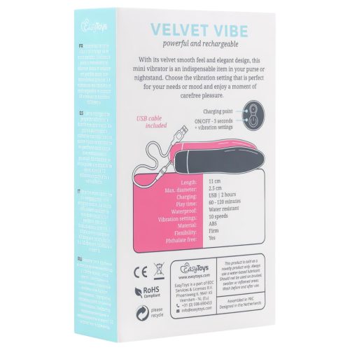 EasyToys Velvet Vibe - akkus rúd vibrátor (fekete)
