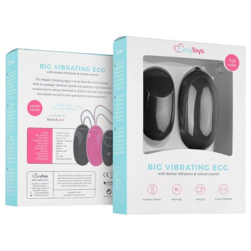 EasyToys - hordható, akkus, vízálló rádiós vibrotojás (fekete)