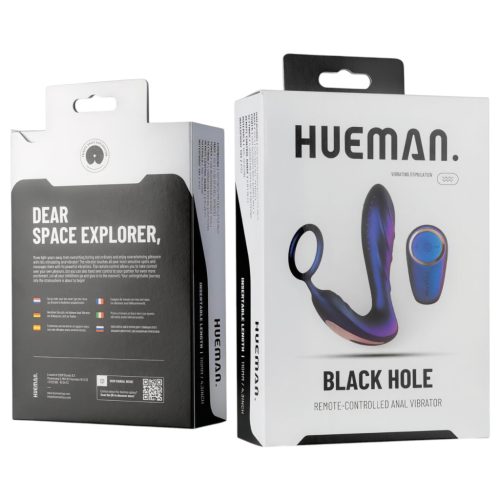 Hueman Black Hole - rádiós anál vibrátor péniszgyűrűvel (lila)