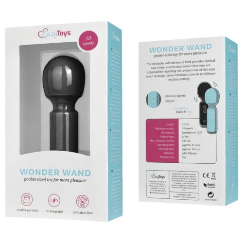 EasyToys Wonder Wand - akkus, mini masszírozó vibrátor (fekete)