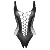 Christine - mélyen dekoltált necc body - (fekete) - XS-XL