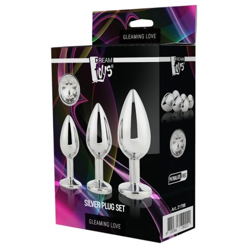 Gleaming Love - anál plug szett (ezüst, 3 részes)