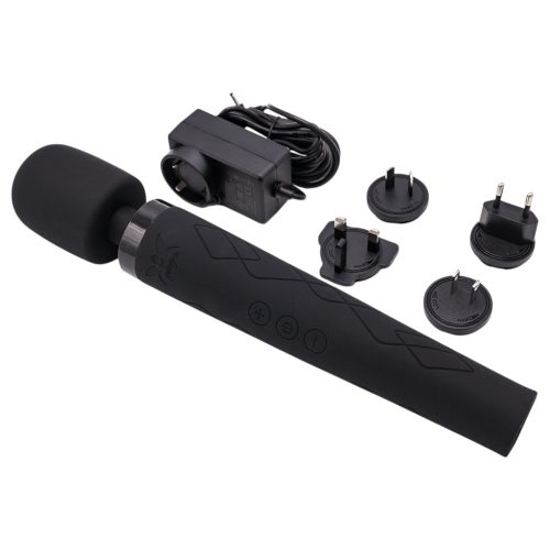 Pixey Deluxe Black Velvet - wand vibrátor M (fekete)