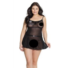 Coquette Plus Size - rendőrnő babydoll (fekete)
