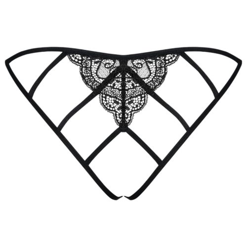 Obsessive Miamor - hálós, nyitott csipke női bugyi (fekete)