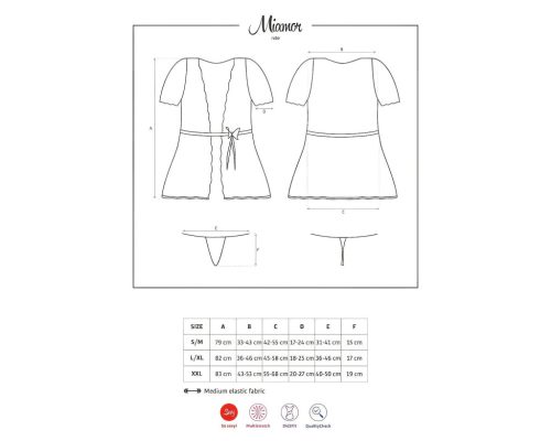 Obsessive Miamor Robe - csipkés ujjú köntös és tanga (fekete)