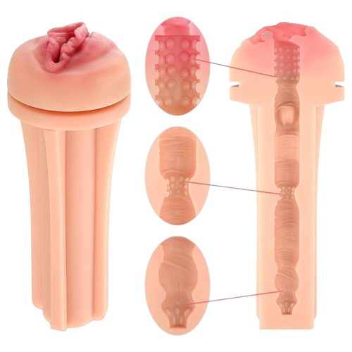 Tracy's Dog 3D Stroker - élethű műpunci tokban (fekete-natúr)